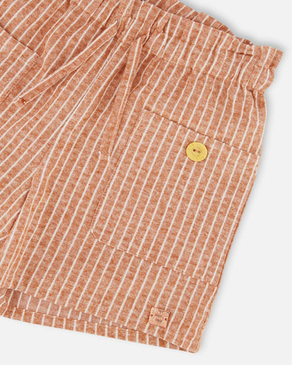 Linen Short With Pockets Old Orange Pink-3