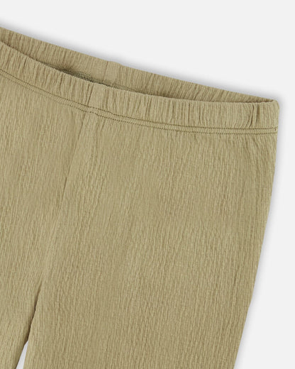 Crinkle Jersey Capri Legging Olive Green-3