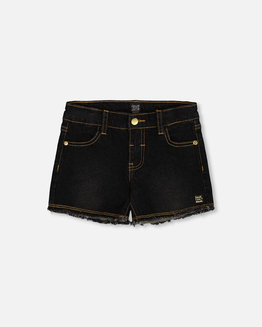 Jean Short With Embroidery Black Jeans-0