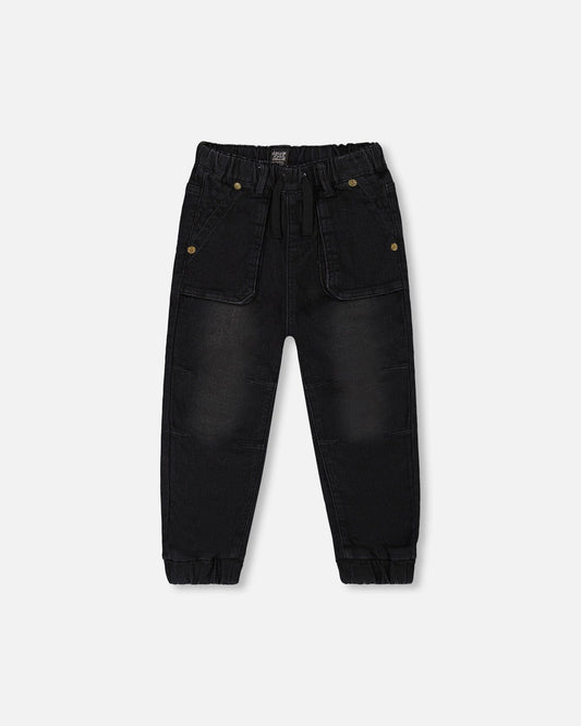 French Terry Denim Jogger Pant Black Jeans-0