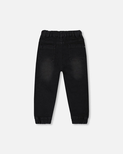 French Terry Denim Jogger Pant Black Jeans-2