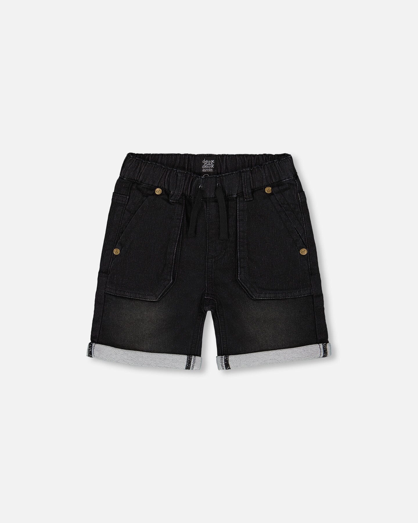French Terry Denim Short Black Jeans-0