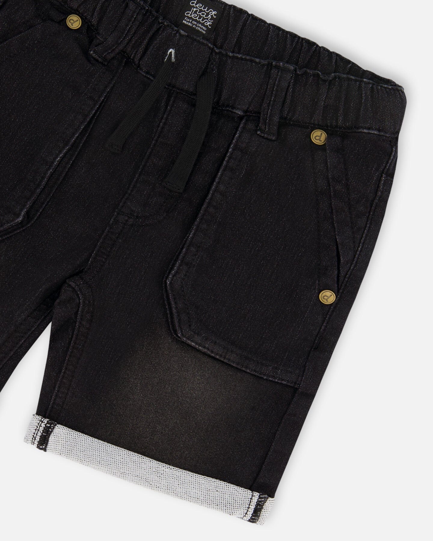 French Terry Denim Short Black Jeans-3