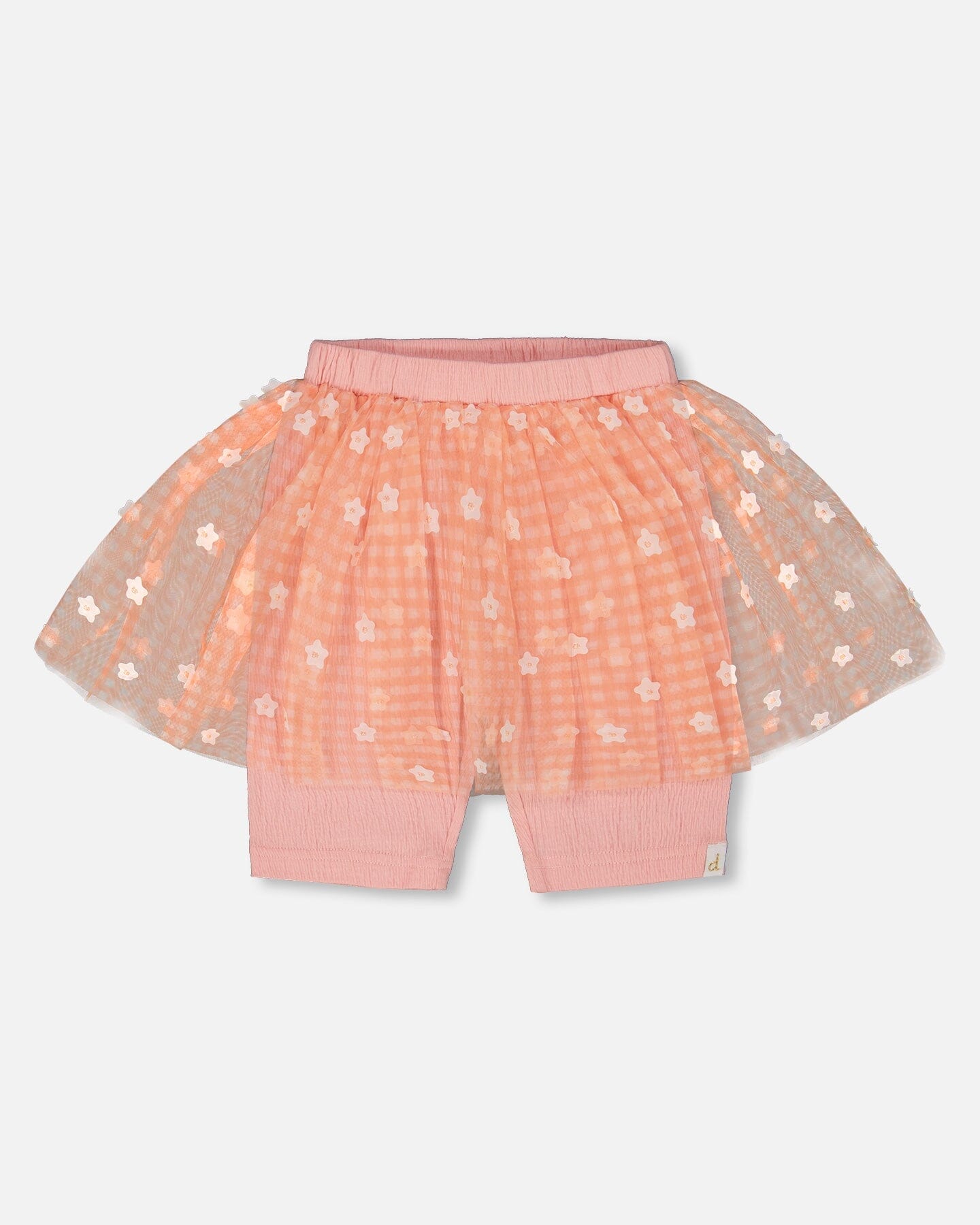 Crinkle Biker Short With Flower Mesh Skirt Light Old Pink-0