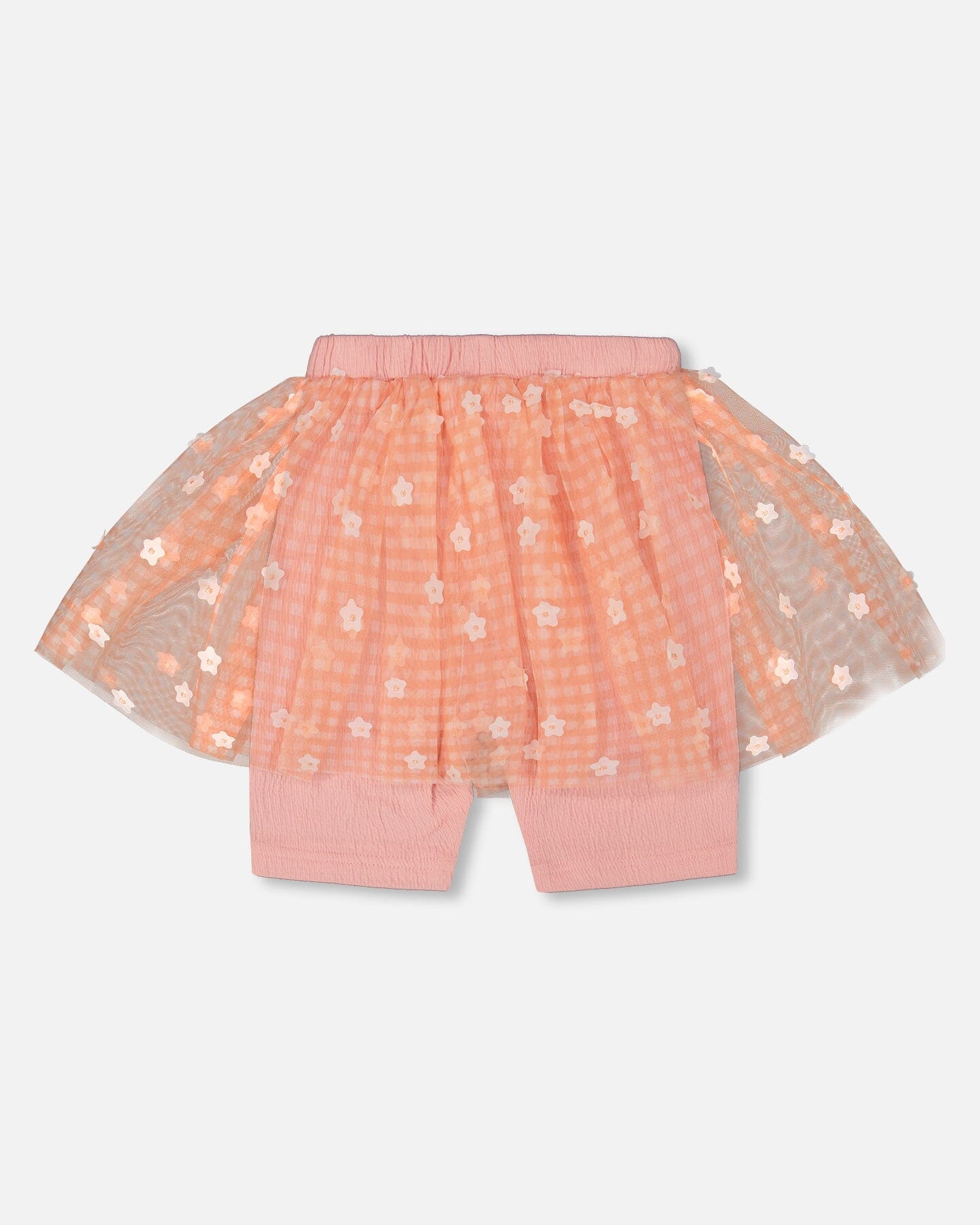 Crinkle Biker Short With Flower Mesh Skirt Light Old Pink-2