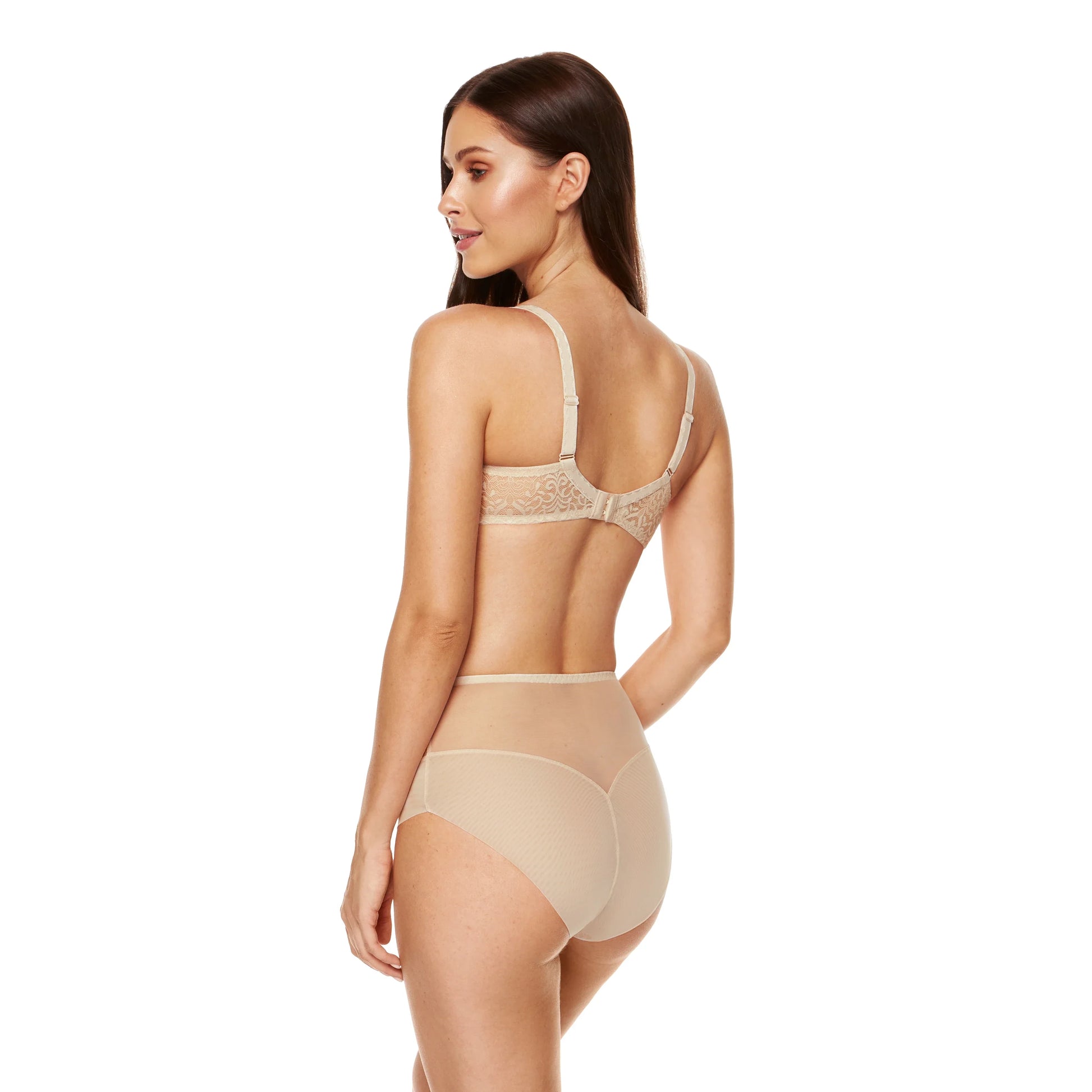 Lace High Waist Full Brief Panty Gorteks Gabi Beige-4