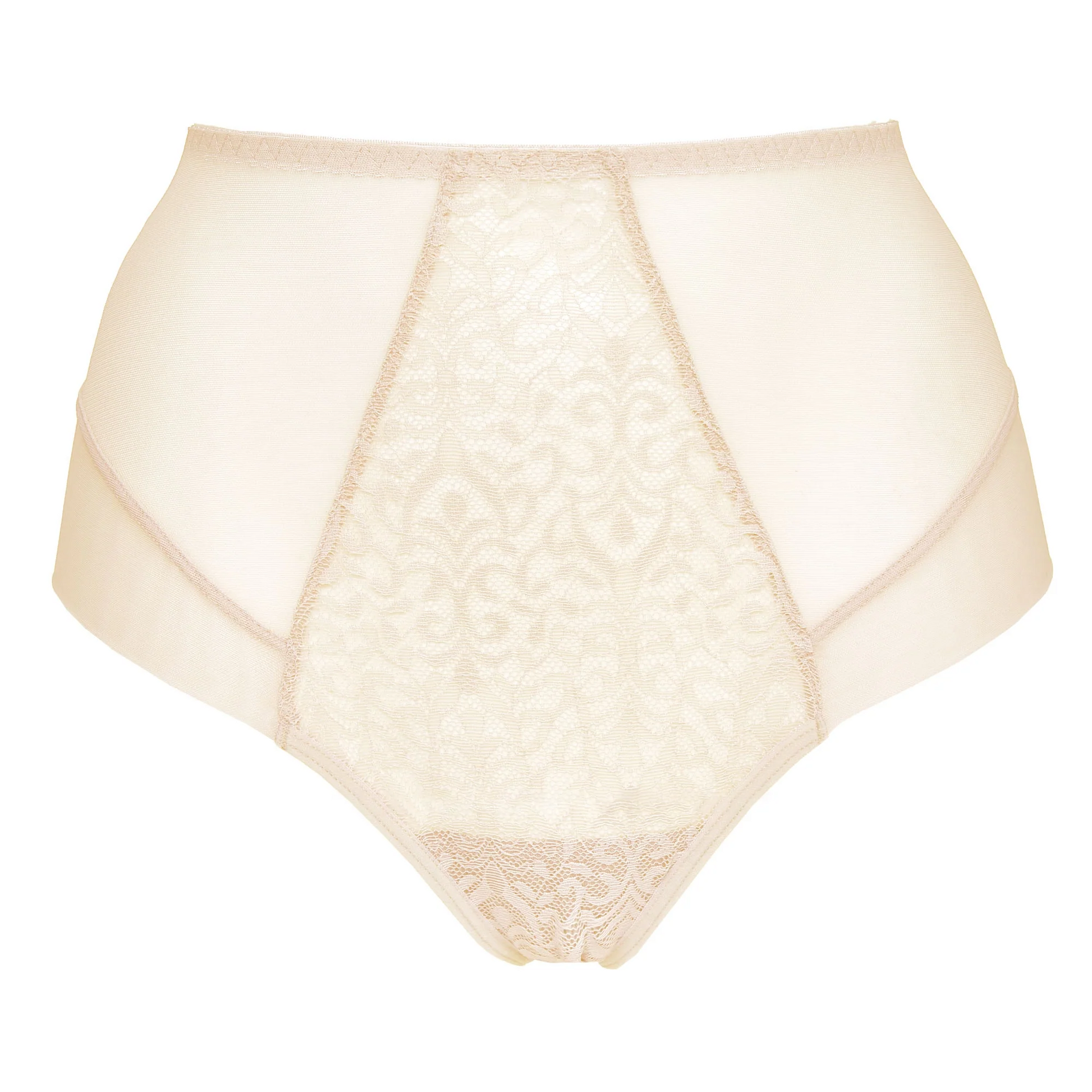 Lace High Waist Full Brief Panty Gorteks Gabi Beige-2