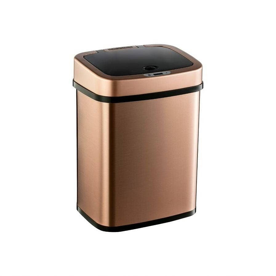 3-Gallon Motion Sensor Touchless Stainless Steel Trash Can in Copper Gold Finish-0