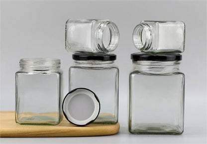 20 X Honey Glass Jar Square 380 ML-1