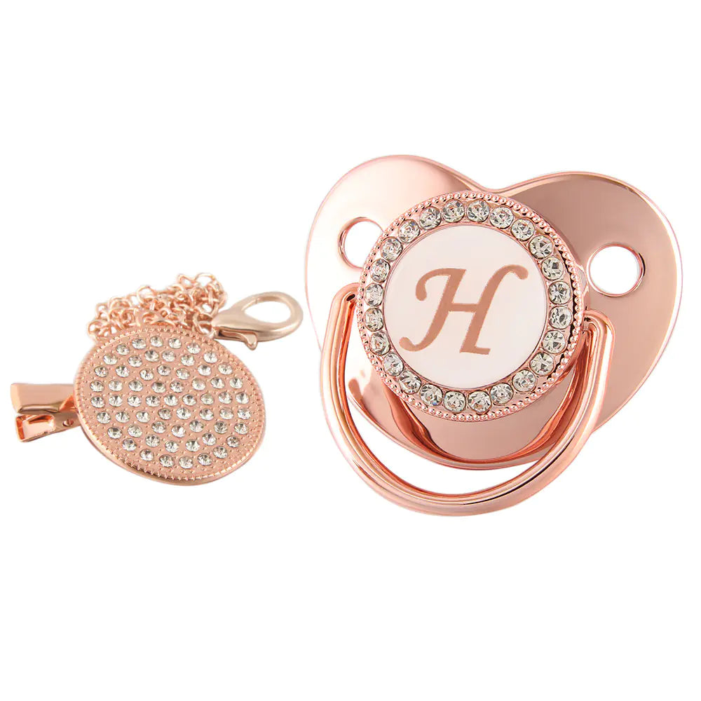 Rose Gold Pacifier with Diamond Chain for Babies