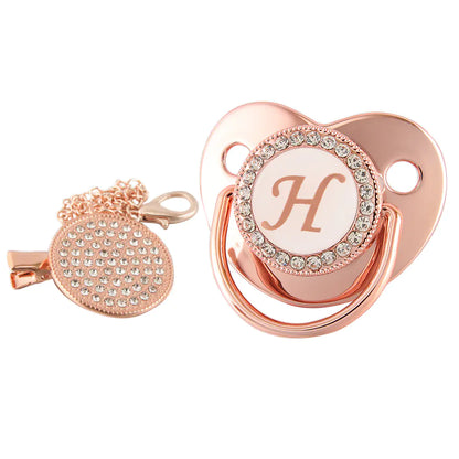 Rose Gold Pacifier with Diamond Chain for Babies