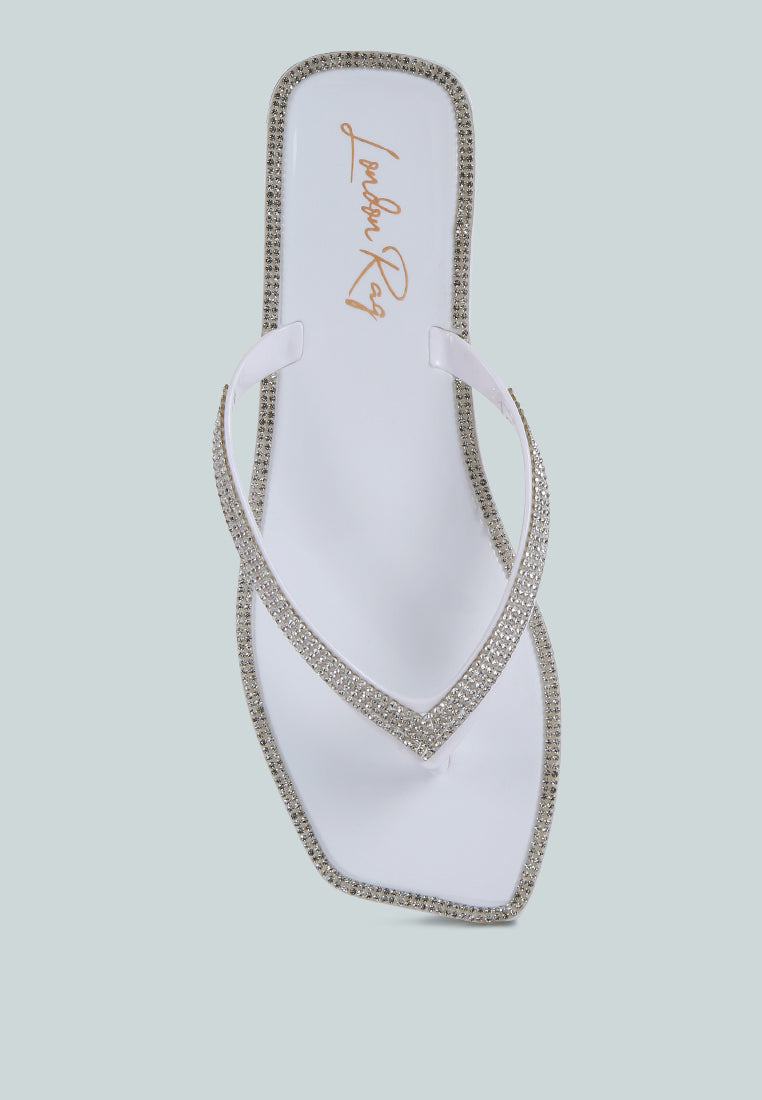 Golightly Diamante Stud Detail Thong Flats-3