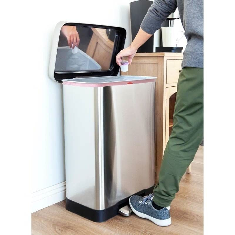 20-Gallon Sturdy Stainless Steel Kitchen Trash Can with Step-on Lid-2