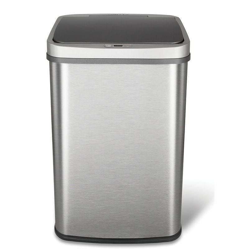 Grey 13-Gallon Stainless Steel Kitchen Trash Can with Motion Sensor Lid-0