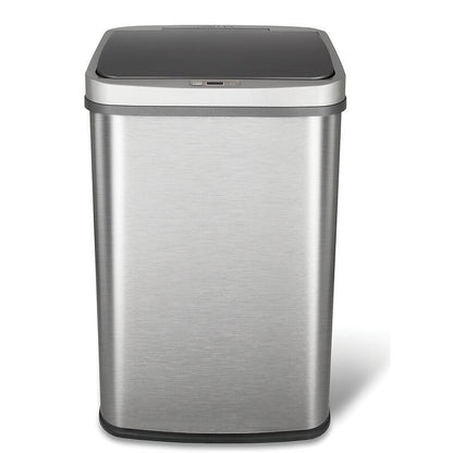 Grey 13-Gallon Stainless Steel Kitchen Trash Can with Motion Sensor Lid-0