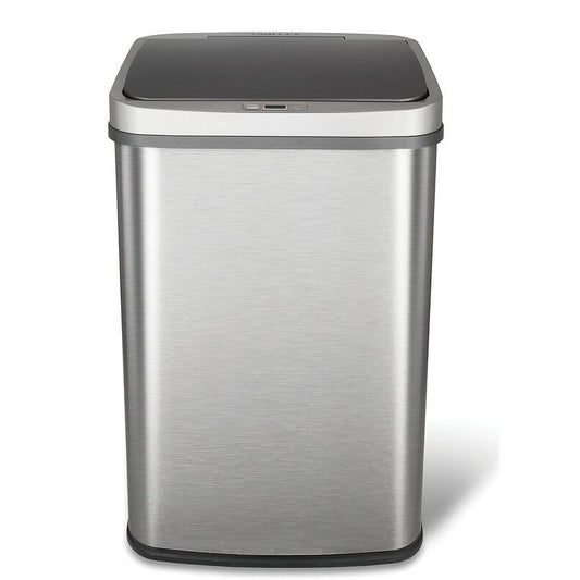 Grey 13-Gallon Stainless Steel Kitchen Trash Can with Motion Sensor Lid-0