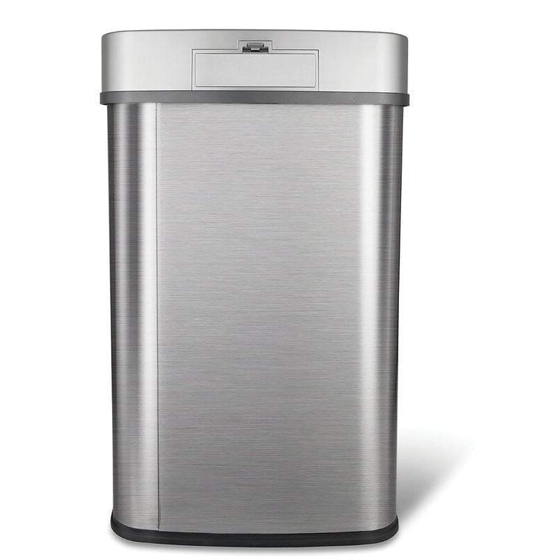 Grey 13-Gallon Stainless Steel Kitchen Trash Can with Motion Sensor Lid-1