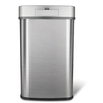 Grey 13-Gallon Stainless Steel Kitchen Trash Can with Motion Sensor Lid-1