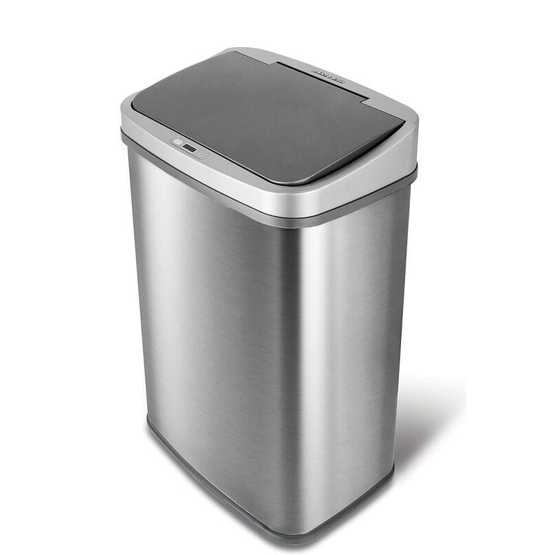 Grey 13-Gallon Stainless Steel Kitchen Trash Can with Motion Sensor Lid-2