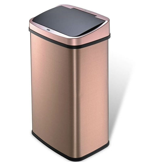 Gold Copper 13-Gallon Stainless Steel Kitchen Trash Can with Motion Sensor Lid-0