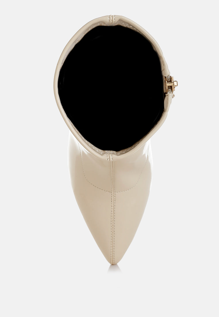 Gaias Fantasy Heel Patent Faux Leather Boots-4