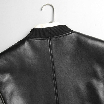 Gendry Genuine Black Aviation Men Sheepskin Real Leather Coat-3