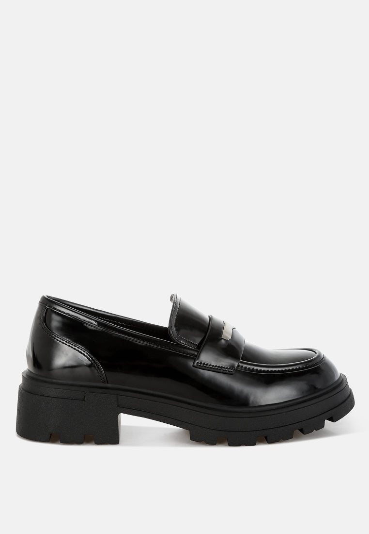Gleam Stride Faux Leather Chunky Loafers-2