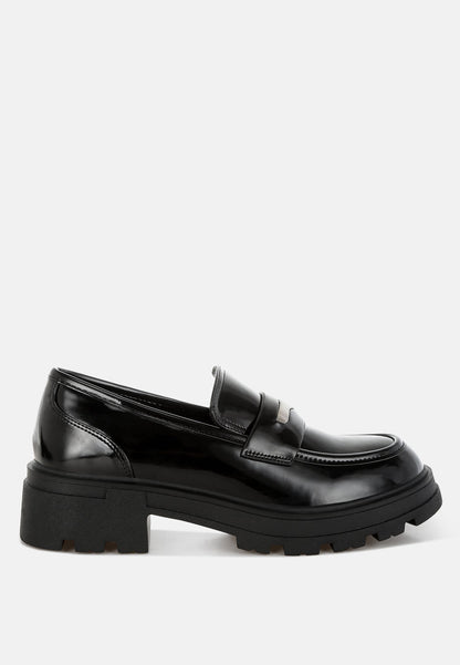 Gleam Stride Faux Leather Chunky Loafers-2