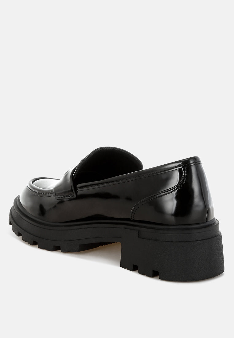 Gleam Stride Faux Leather Chunky Loafers-4