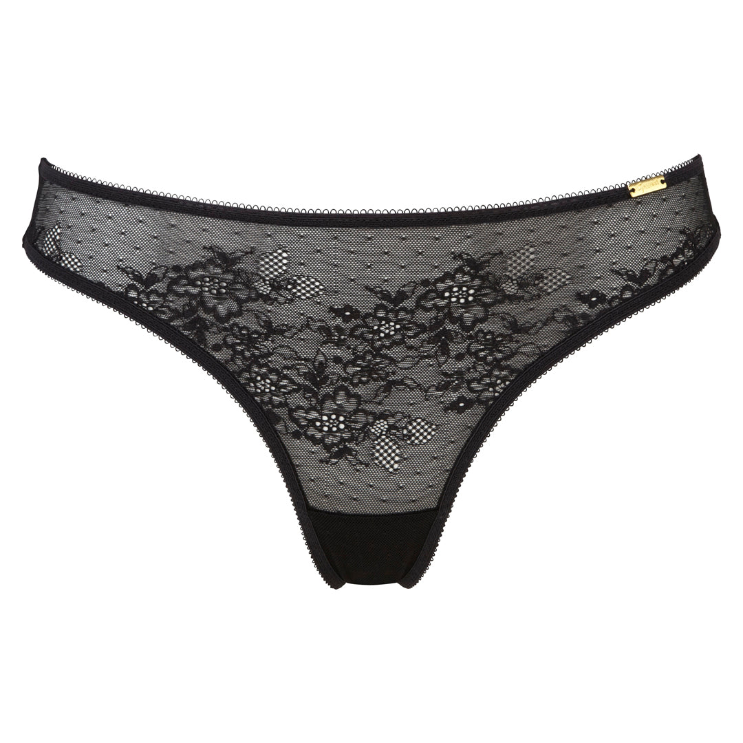 Gossard Glossies Lace Black Thong Panty-4