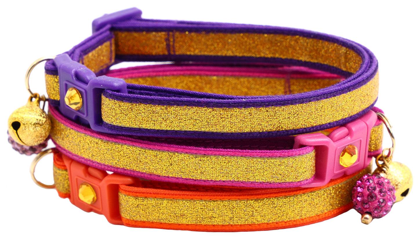 Gold Glitter Breakaway Cat Collar-0