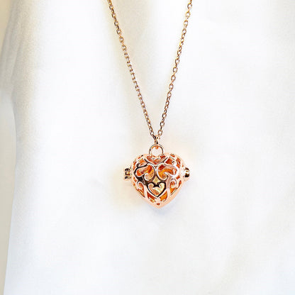 Love Heart Aroma Necklace | Energy & Healing | White Gold - Rose Gold | Love Gift-0