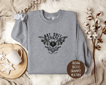 Bat Shit Crazy Social Club Retro Halloween Sweatshirt-4