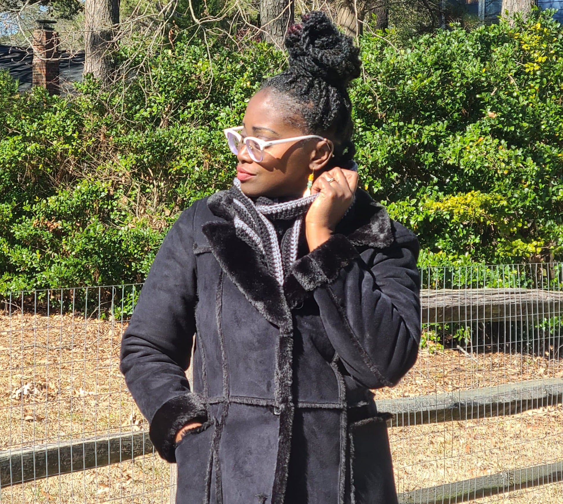 Black and Gray Two Color Crochet Scarf-1