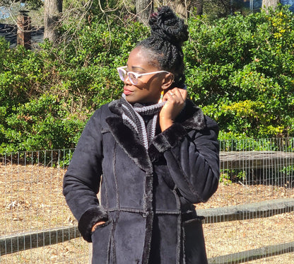 Black and Gray Two Color Crochet Scarf-1