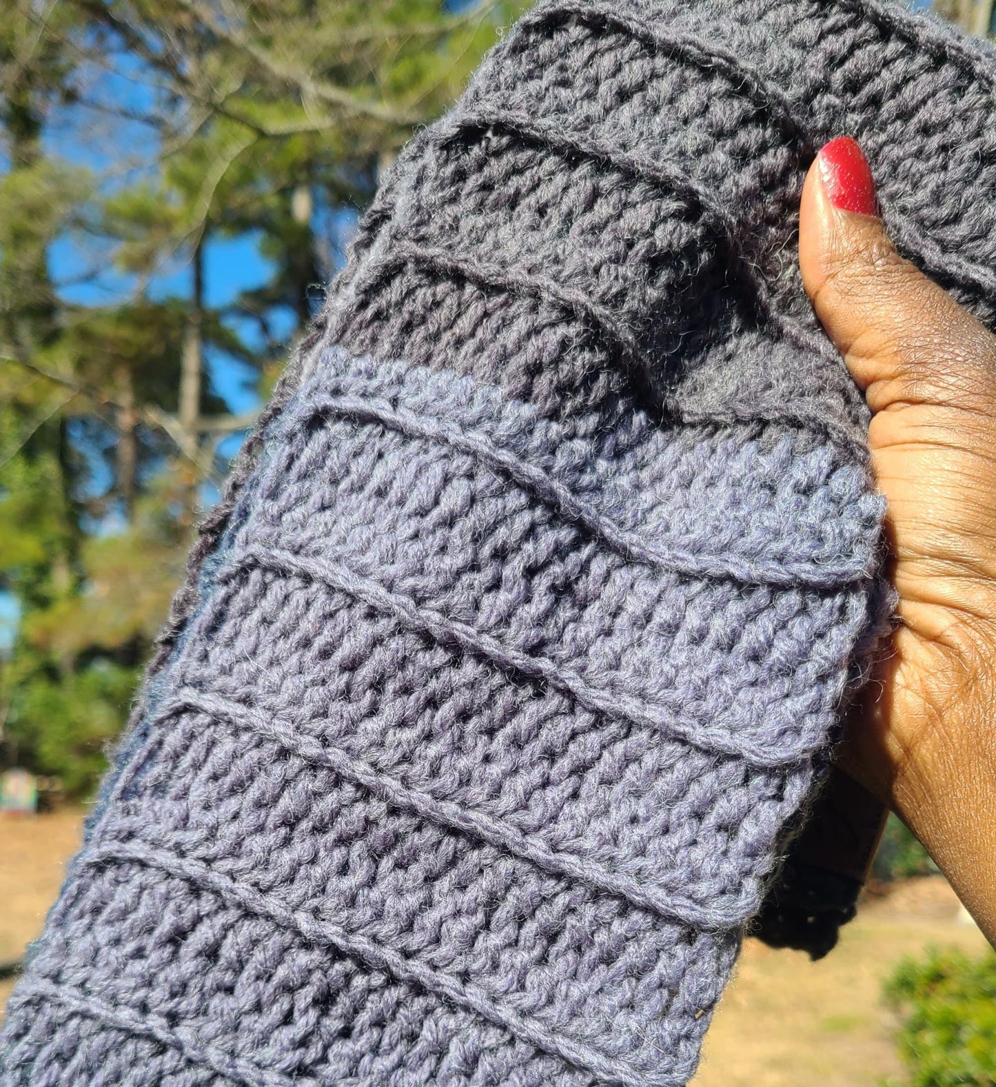 Blue and Grey Scarf Wool-2