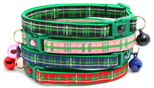 Green Tartan Breakaway Cat Collar-0