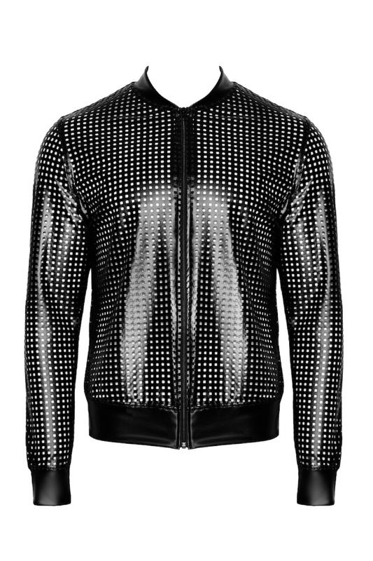 schwarze Powerwetlook Jacke H076 - 3XL-0