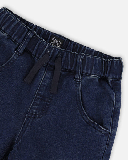 French Terry Jogger Pants Dark Blue Denim-3