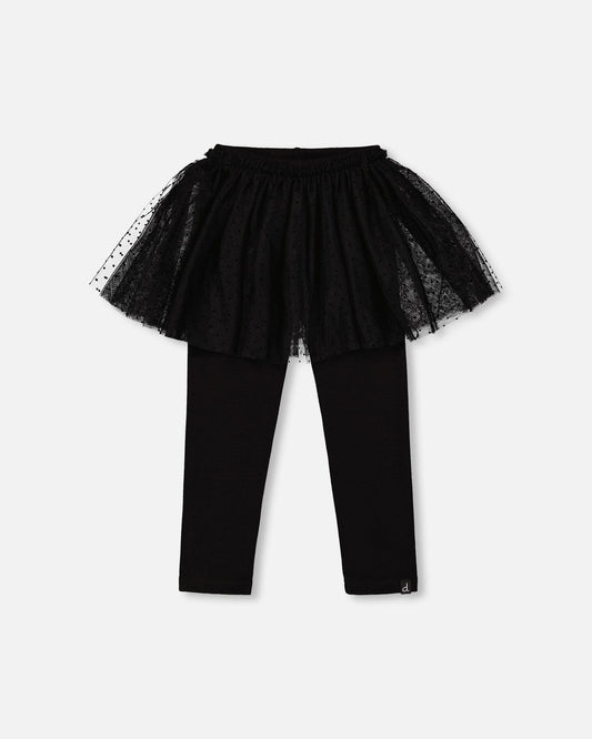 Leggings With Tulle Skirt Black-0