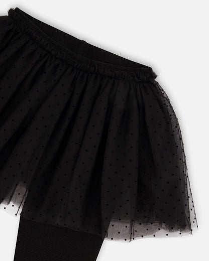 Leggings With Tulle Skirt Black-3