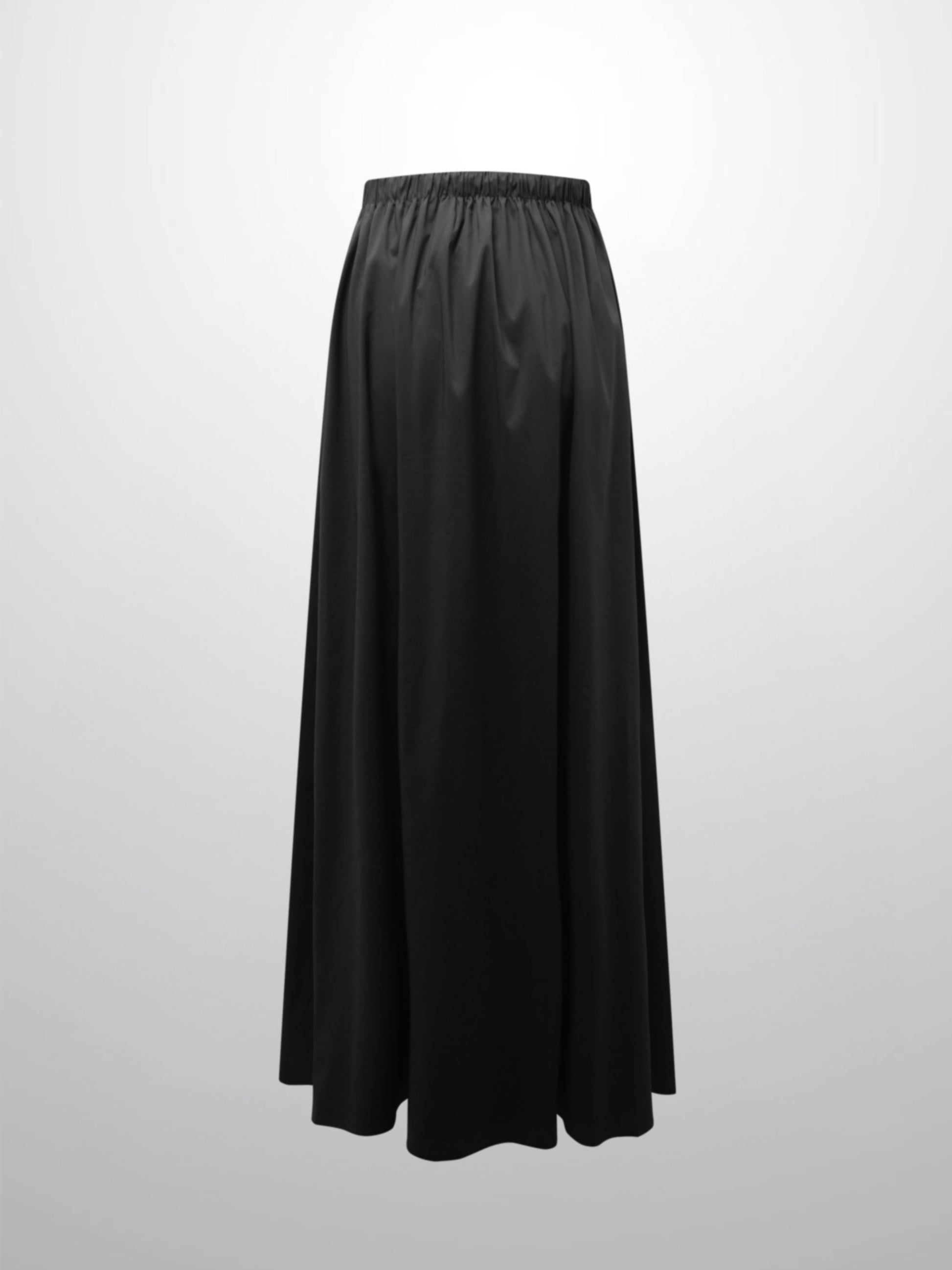 Front Zipper Cotton Circle Skirt-Black-1