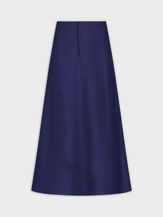 Seamed A-Line Skirt-Navy-0