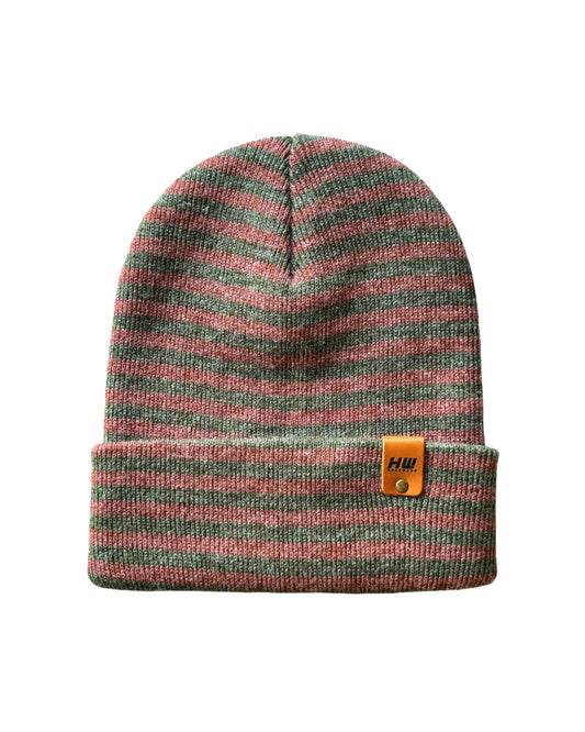 HAAKWEAR Classic RORO Cuffed Beanie / Hat - Burgundy / Green, Made in USA-0