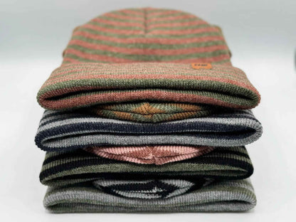 HAAKWEAR Classic RORO Cuffed Beanie / Hat - Burgundy / Green, Made in USA-3