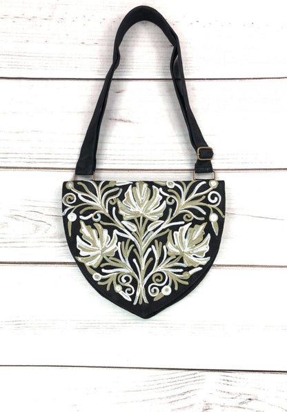 Handmade Suede Embroidered Heart Shaped Bag-2