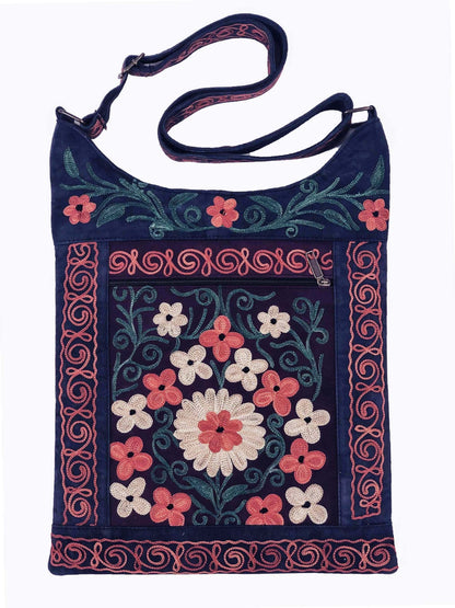 Handmade Green and Lemon Suede Embroidered Llama Bag-2