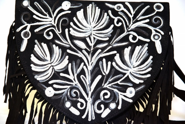 Handmade Suede Embroidered Heart Shaped Bag-1