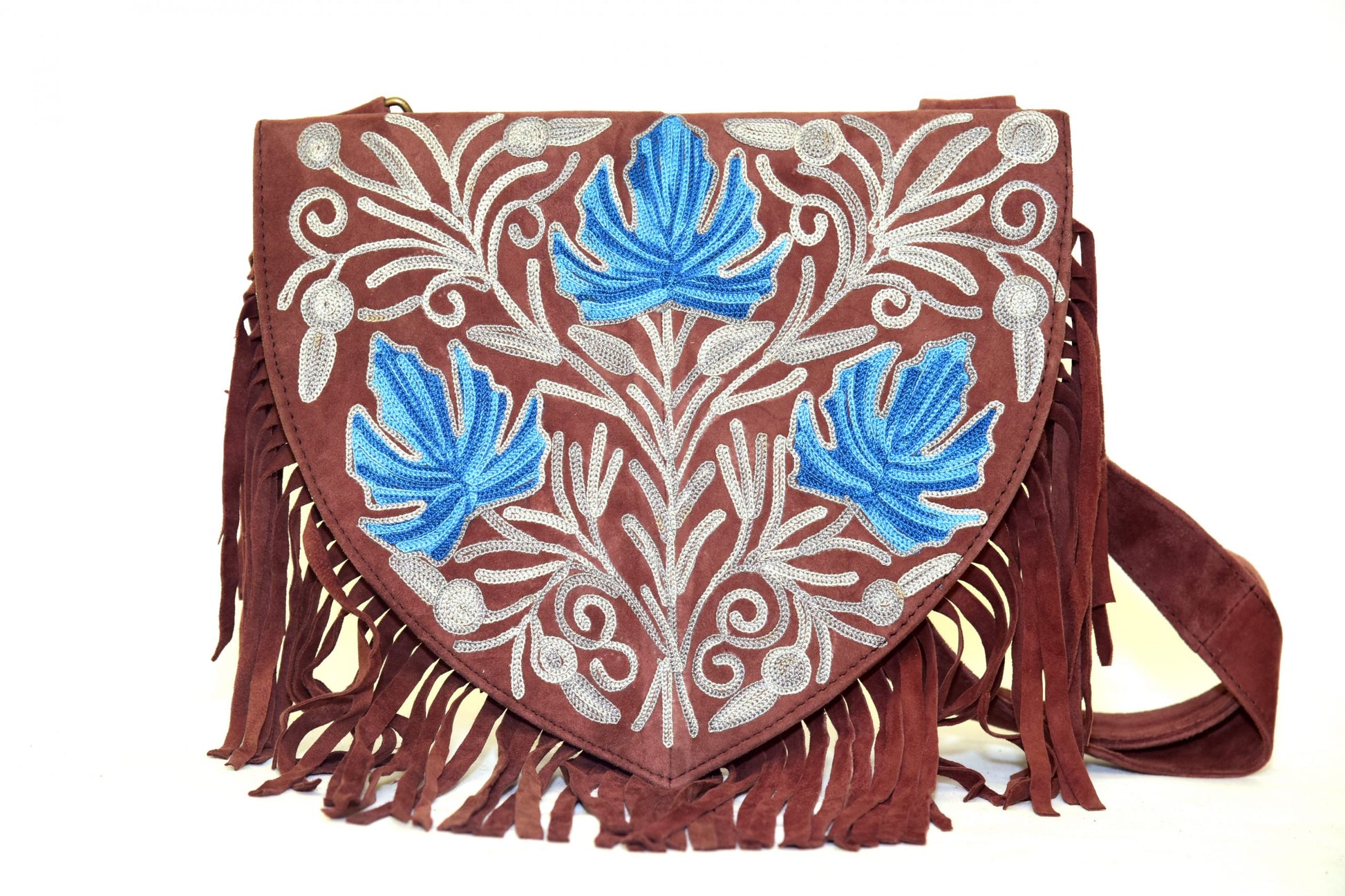 Handmade Suede Embroidered Heart Shaped Bag-1