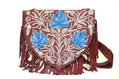 Handmade Suede Embroidered Heart Shaped Bag-1